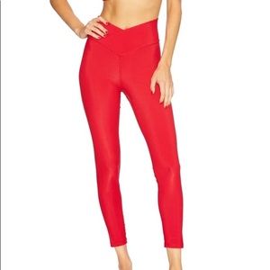 Beach Riot Cara Ribbed Leggings in Red